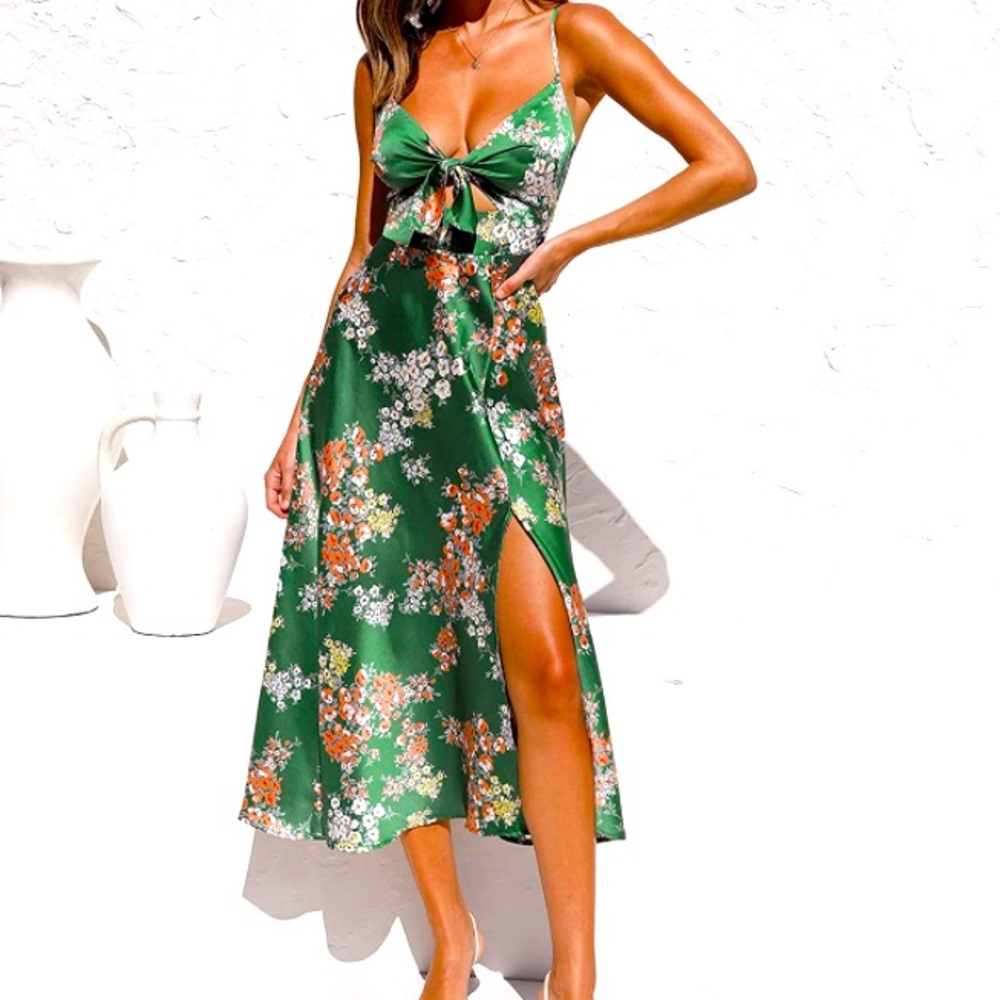Midi Tie-Front Strappy Midi Dress